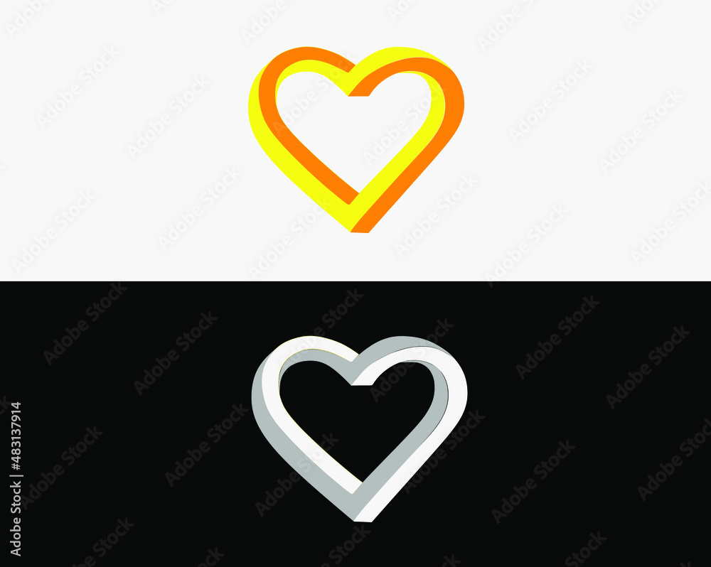 Golden and silver frame in the shape of a heart on a background.Vector design element.