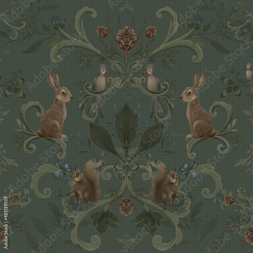 Photography Victorian forest seamless pattern