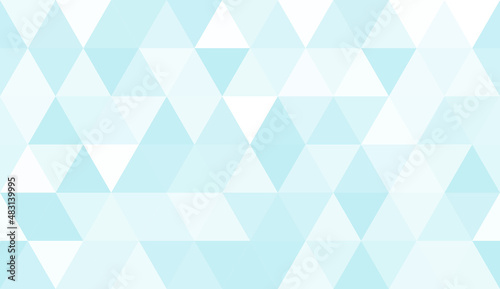 Abstract seamless pattern of geometric shapes. Mosaic background of big triangles. Evenly spaced triangles in different shades of cyan. Vector illustration