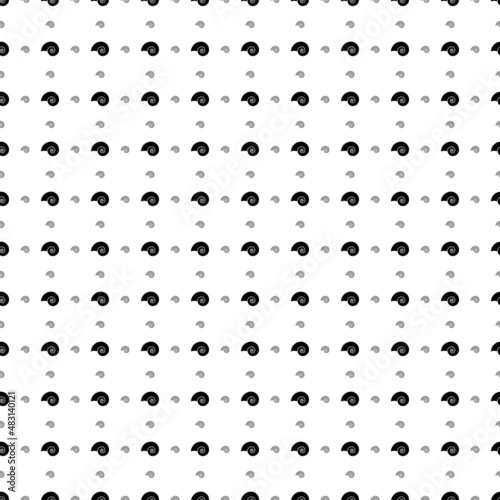 Square seamless background pattern from black marine nautilus symbols are different sizes and opacity. The pattern is evenly filled. Vector illustration on white background