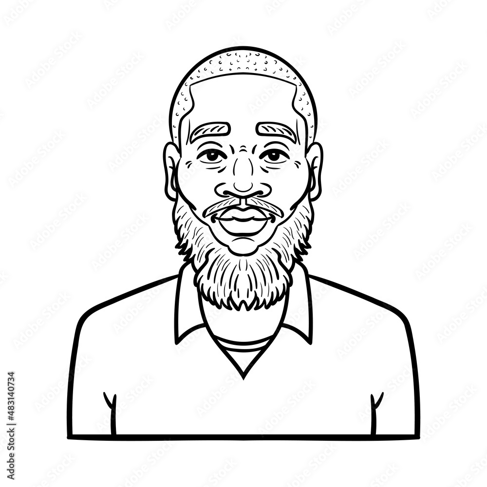 african businessman. avatar comic outline monochrome. african businessman. avatar comic outline monochrome.