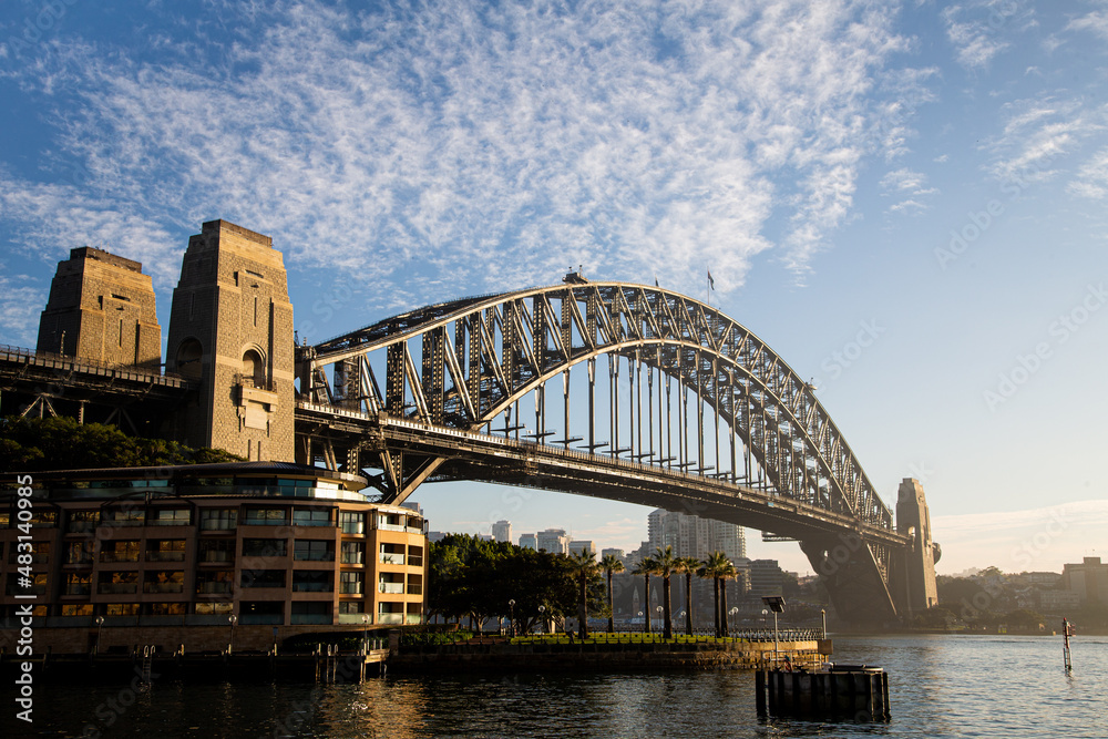 Naklejka premium Metal bridge crossing the Sydney harbour