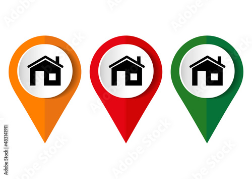 House, home concept vector icon set, flat design real estate pointers, infographic template