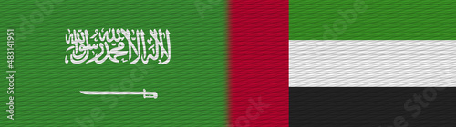 United Arap Emirates and Saudi Arabia Fabric Texture Flag – 3D Illustration