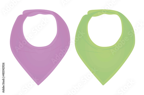 Purple and green  bandana baby bib. vector