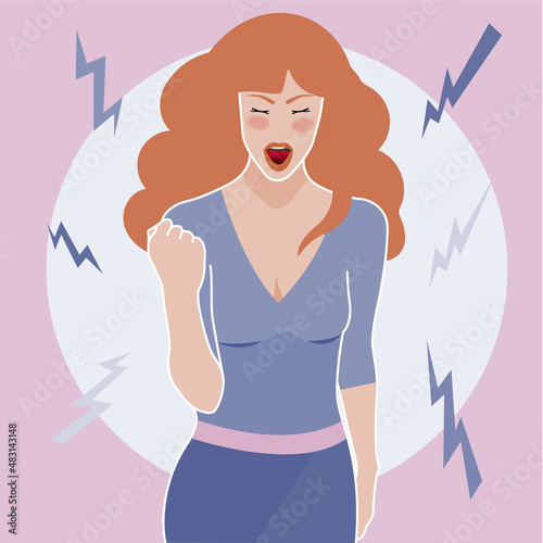 Angry beautiful woman concept