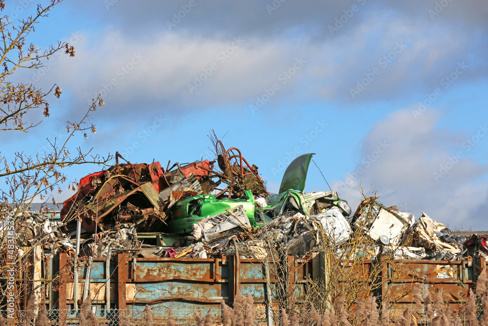 Skips in a scrap metal yard	
