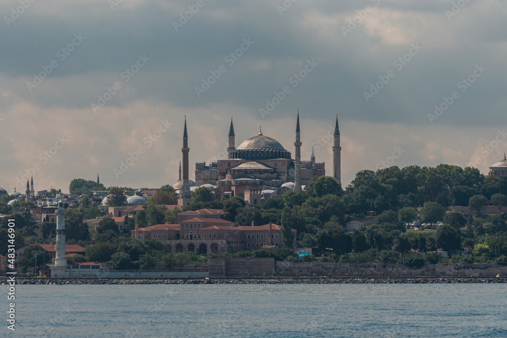  Istanbul's Historic Hagia Sophia on a Late Summer Afternoon - Istanbul, Turkey. Bosphorus and Hagia Sophia