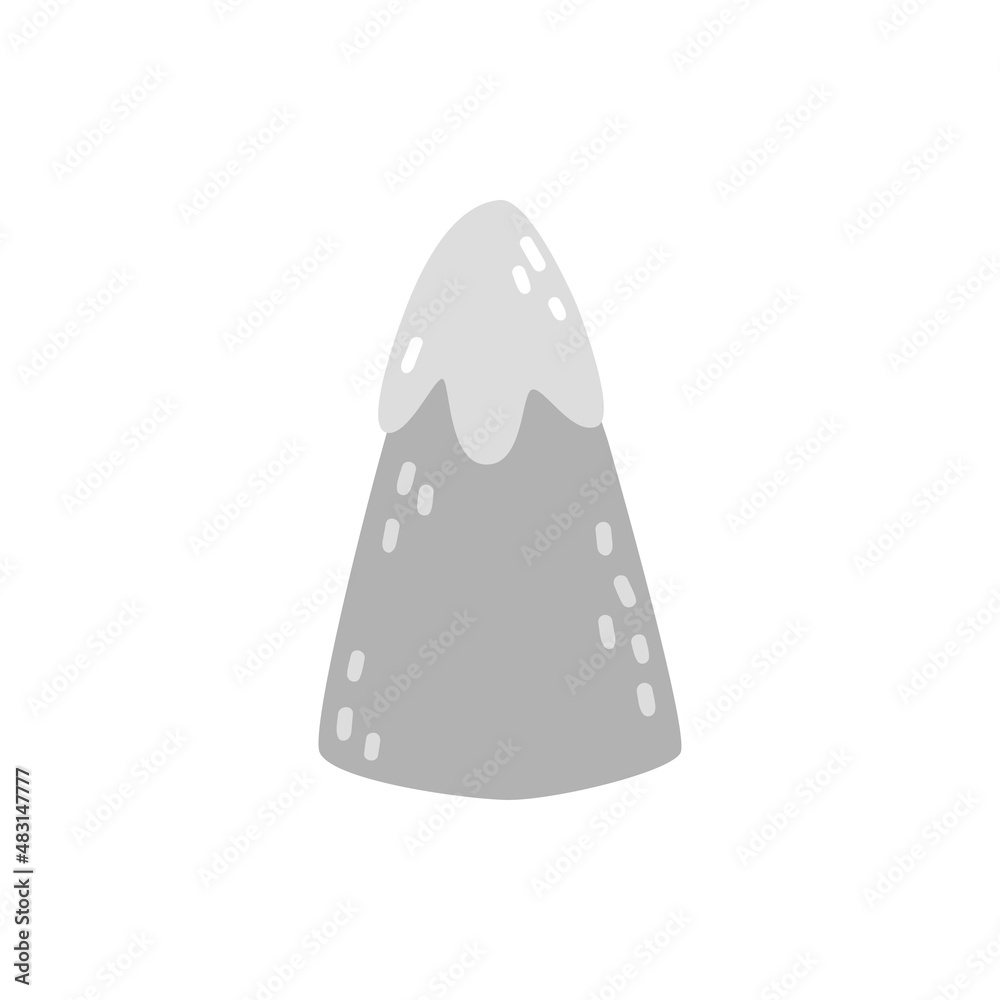 Mountain vector icon isolated on background. Cute hand drawn illustration for infographic, website, app
