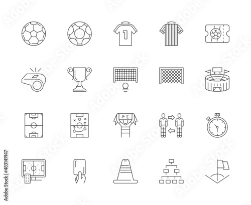 A set of line icons, soccer, football, icons, vector illustration.