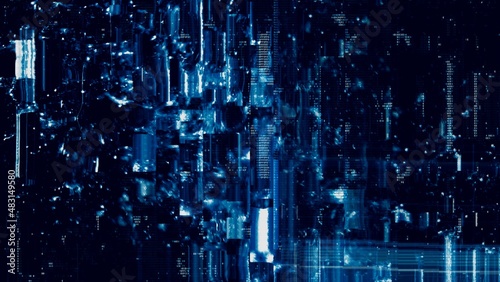 Fototapeta Naklejka Na Ścianę i Meble -  Abstract blue glitch digital color pixel noise. Illustration Background of the damaged television image.
