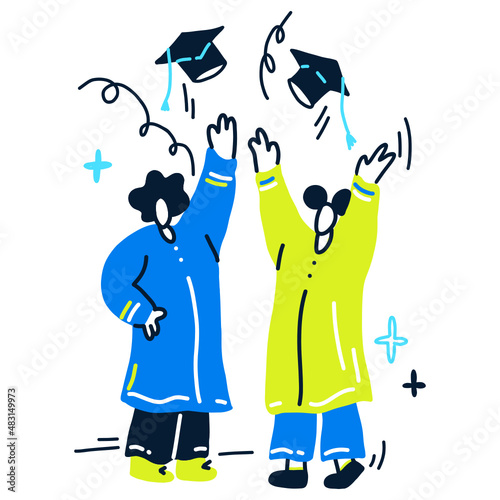 students tossing their hats