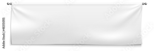 Horizontal canvas banner. Realistic white blank template