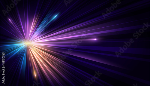 Modern abstract high-speed movement. Dynamic motion light trails on dark blue background. Futuristic, technology pattern for banner or poster design background concept.
