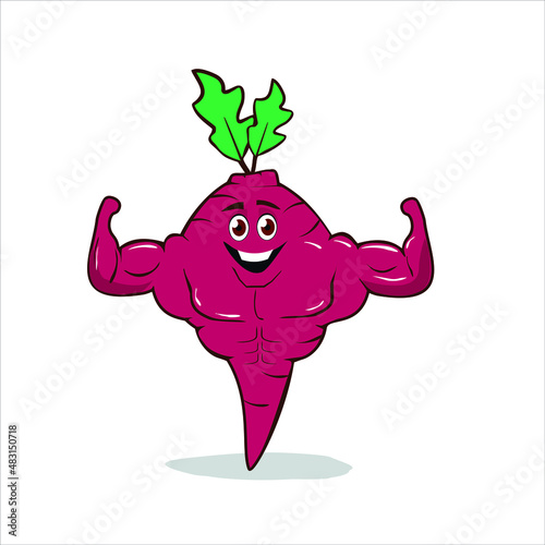 cartoon of a muscular radish