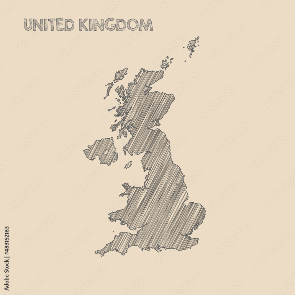 UK MAP hand drawn Sketch background vector,
united kingdom freehand Sketch map,
vintage hand drawn map.