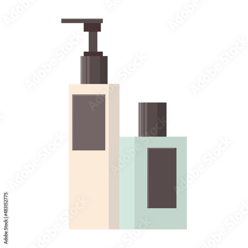 Vector image of cosmetic bottles.  Different bottles for design.  Flat style.