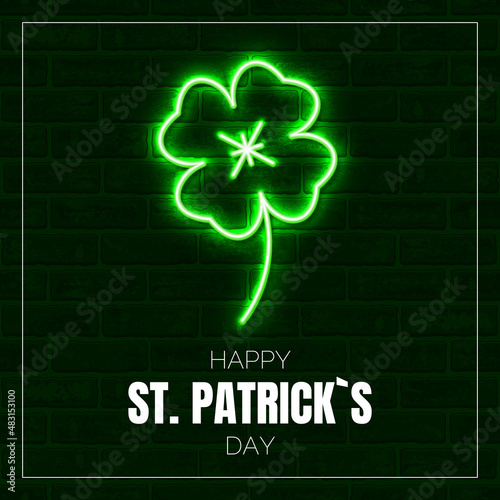 St. patricks day green neon card