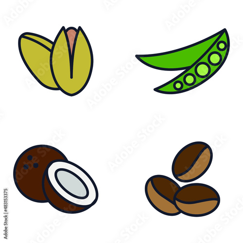Nuts, seeds and beans elements set icon symbol template for graphic and web design collection logo vector illustration