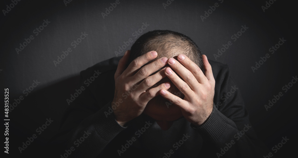Caucasian sad and depressed man at home. Caucasian sad and depressed man at home.