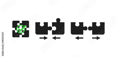 Jigsaw puzzle connection illustration. Match connect, business success teamwork metaphor concept.
