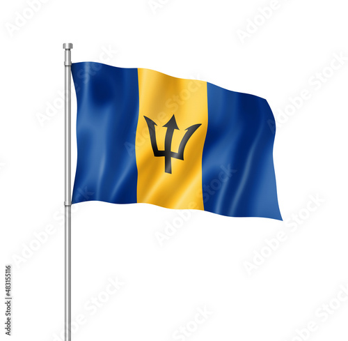 Barbados flag isolated on white photo