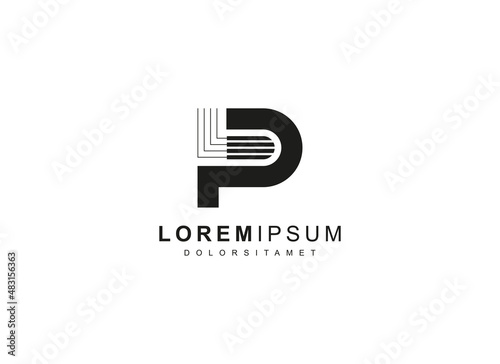 Simple Letter P Piano Logo Concept Design Template isolated on white background. Flat Vector Design Icon Illustration.
