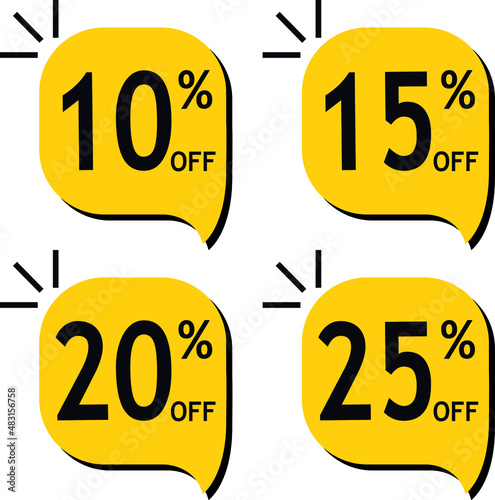 Promotion from 10% to 25%, color yellow and black, ten percent to twenty-five percent