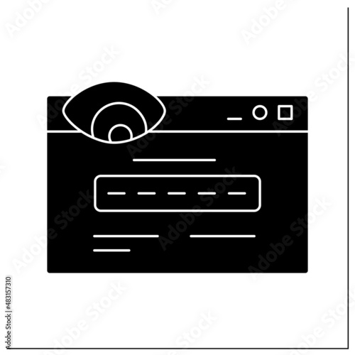 Fake url glyph icon. Clickjacking web link or website form. Concept of webpage scam, online hacker attack technology and fraud site redirect.Filled flat sign. Isolated silhouette vector illustration photo