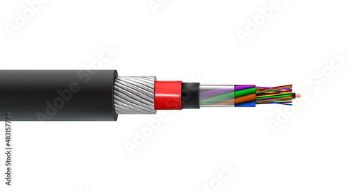 Fiber optic cable structure on a white background. Vector illustration