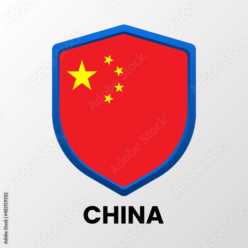 Free Download The national flag of People's Republic of China in the form of a shield on a light background - GFXLoad