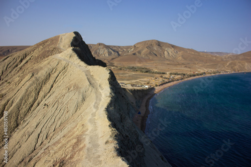 Mountain range A rock near the sea Marine nature Mountains and ocean Crimea Crimean nature
