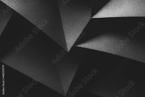 Geometric shapes of black paper, composition abstract