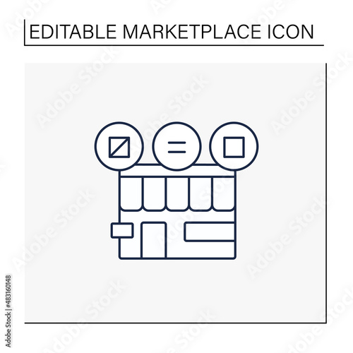 Marketplace commeditization line icon.Process of converting products or services into standardized, marketable objects. Marketplace concept. Isolated vector illustration. Editable stroke