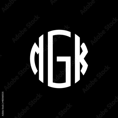 MGK letter logo design. MGK modern letter logo with black background. MGK creative  letter logo. simple and modern letter MGK logo template, MGK circle letter logo design with circle shape. MGK   photo