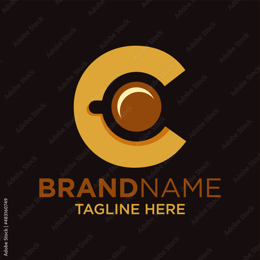 Obraz premium Letter C Coffee Cup, Tea, Chocolate, Logo Design Template Inspiration, Vector Illustration.