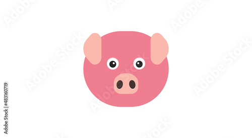 Pig head / face or pork bacon flat vector color icon for animal apps and websites
