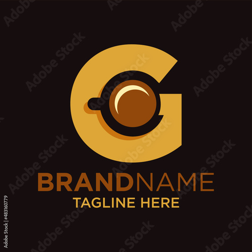 Letter G Coffee Cup, Tea, Chocolate, Logo Design Template Inspiration, Vector Illustration.