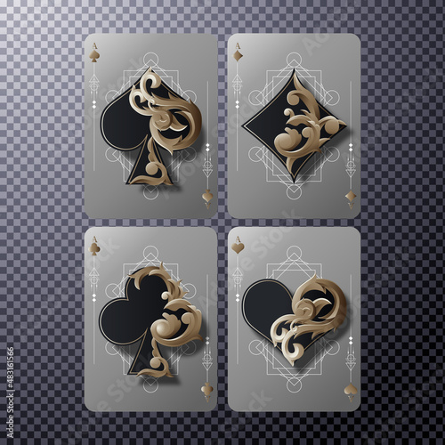 four ace card, poker casino illustration on transparent background