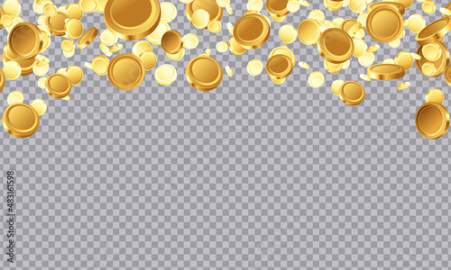 Gold coins jackpot casino win illustration. golden money cash splash