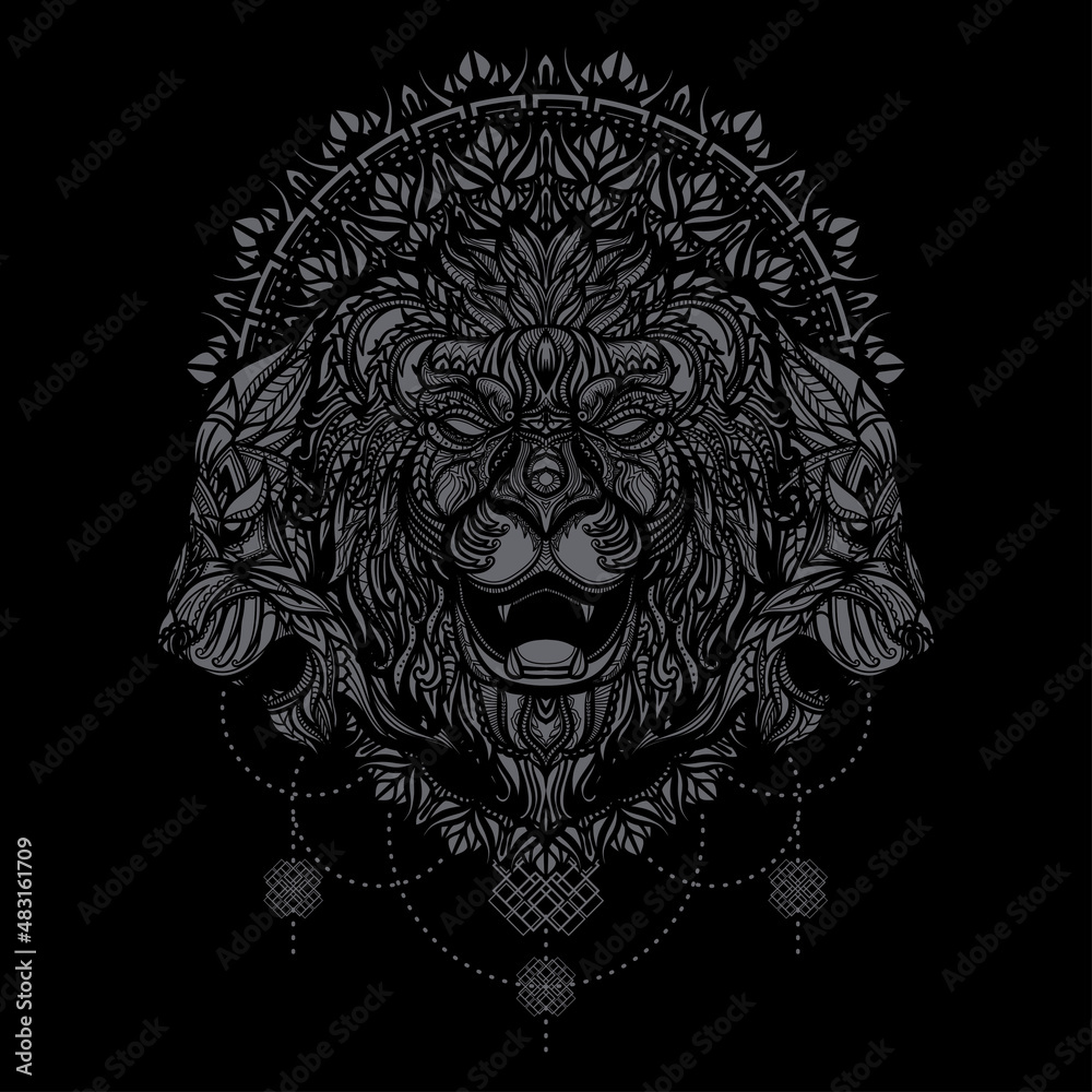 hand drawn ethnic lion head illustration hand drawn ethnic lion head illustration