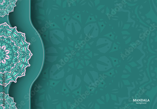 Vector vintage decor, ornate seamless borders and round mandala. Vignettes with arches, rosettes, floral elements. Eastern style design. Ethnic decoration. Indian, Pakistani, Turkish, Arabic motifs.