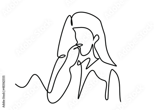 woman with bad smell pinches and holds her nose