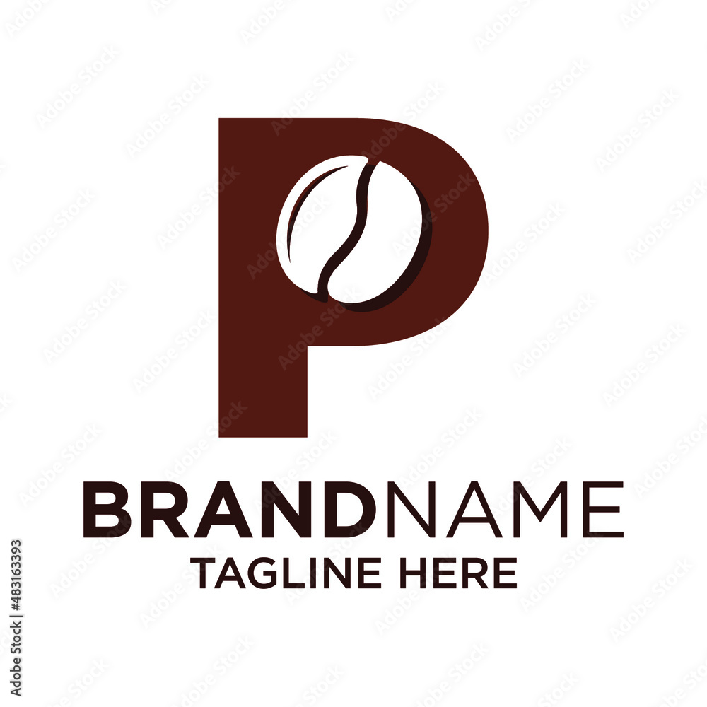Fototapeta premium Letter P Coffee Logo Design Template Inspiration, Vector Illustration.