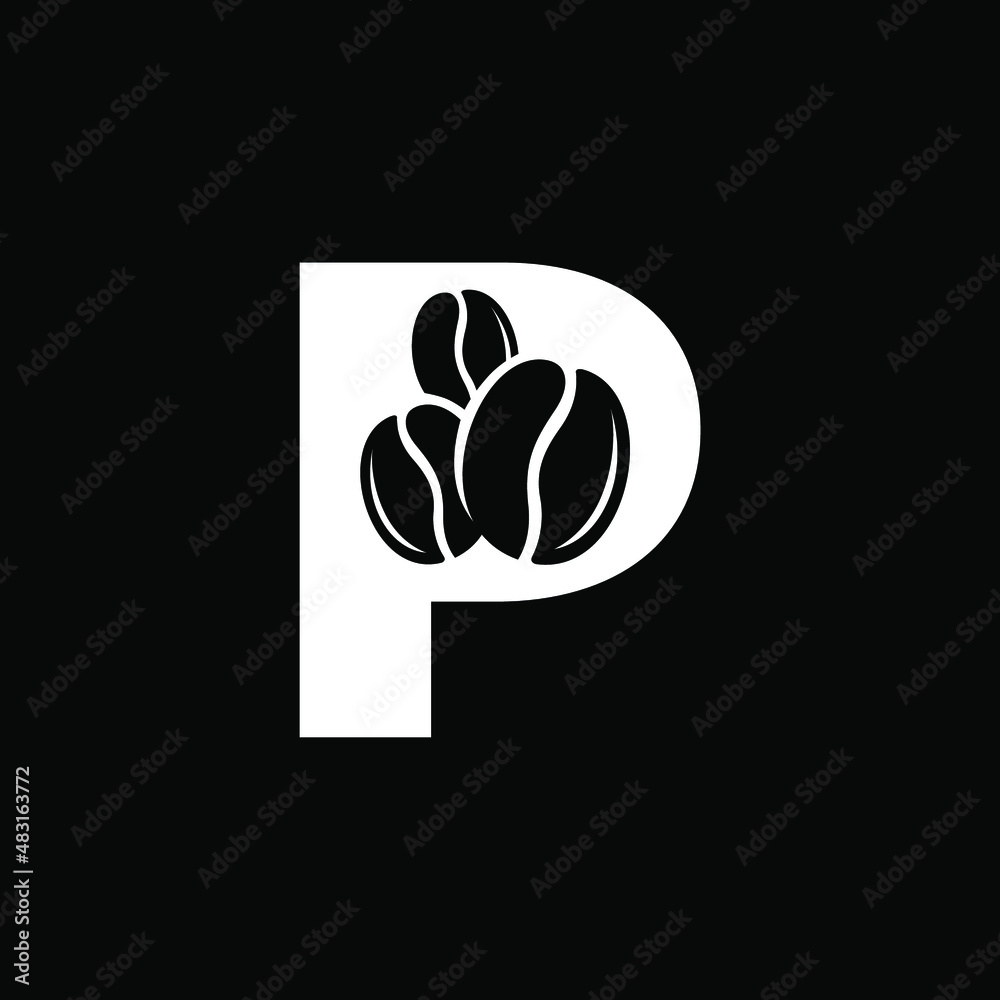 Fototapeta premium Letter P Coffee Logo Design Template Inspiration, Vector Illustration.