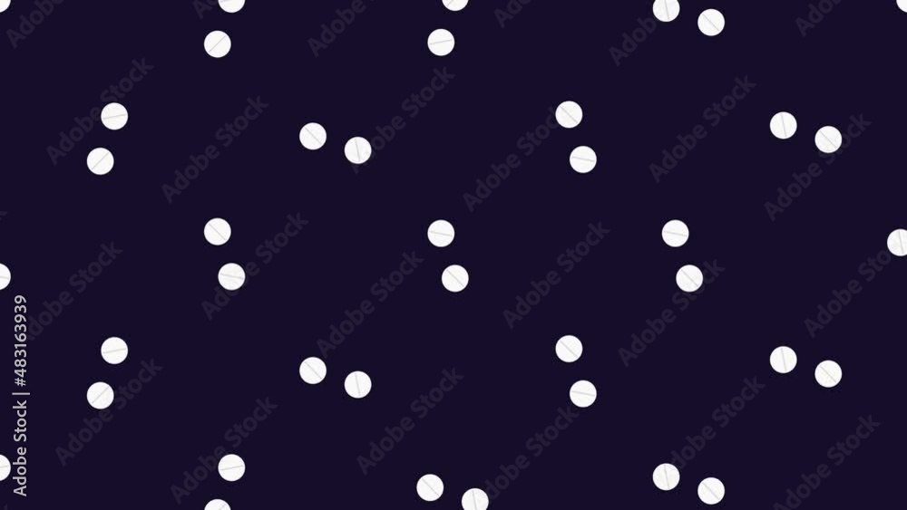 Colorful pattern of rotating pills on dark background. Seamless pattern with tablets. Medical, pharmacy and healthcare concept. Closeup. 4K video motion Colorful pattern of rotating pills on dark background. Seamless pattern with tablets. Medical, pharmacy and healthcare concept. Closeup. 4K video motion