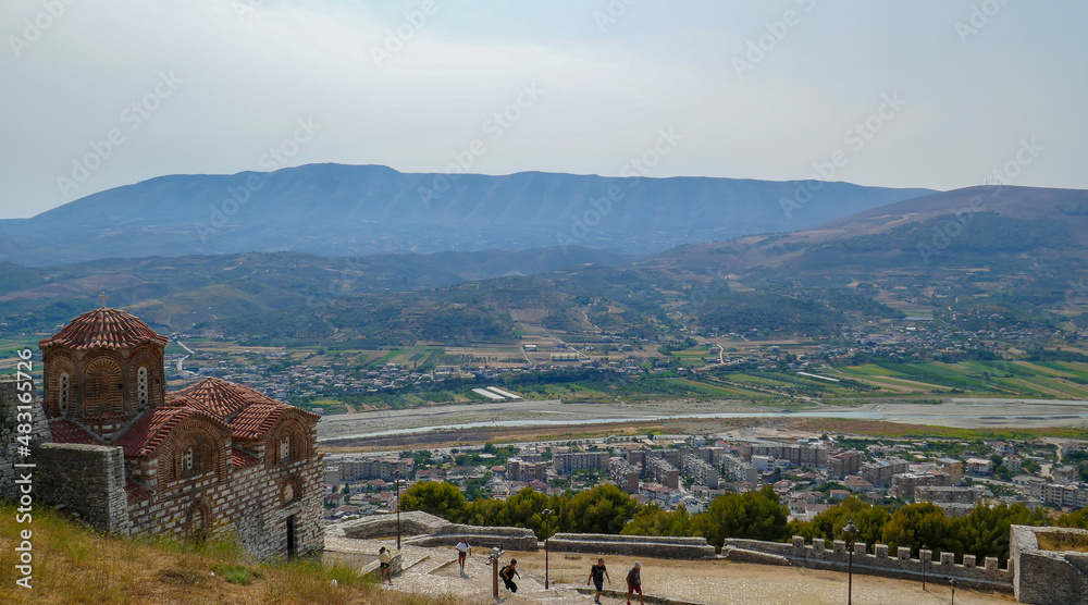 Naklejka premium Berat - a city with unusual architecture in Albania