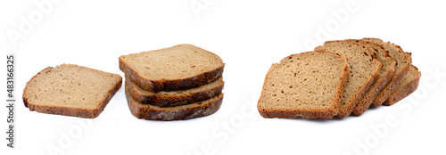 Sliced rye bread isolated on white background