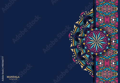 Vector vintage decor, ornate seamless borders and round mandala. Vignettes with arches, rosettes, floral elements. Eastern style design. Ethnic decoration. Indian, Pakistani, Turkish, Arabic motifs.
