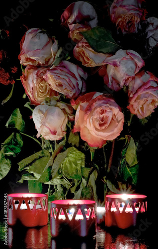 funeral roses candles